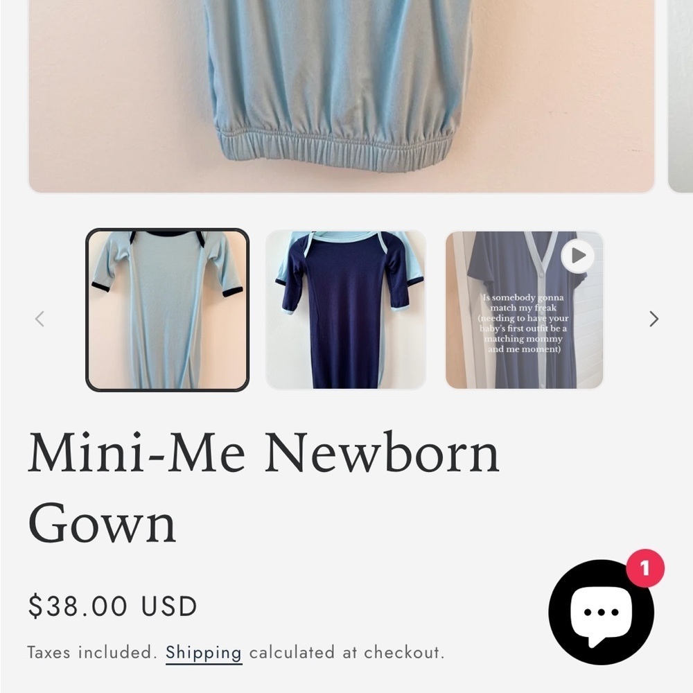 Little Shadows Light Blue Navy Baby Newborn Gown - Picture 4 of 4